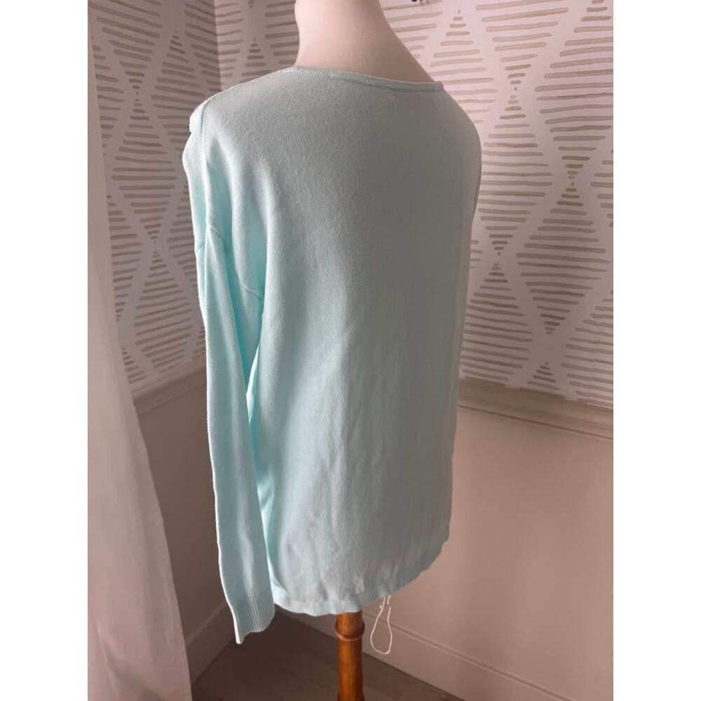 Lilly Pulitzer XS Caralynn Long Sleeve Sweater whisper blue sequin pineapple - Picture 5 of 8